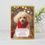 Aardige Caniche Kerstfeest Uitnodiging (Staand voorkant)