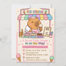 Aardige Capybara Ijsje Baby Shower Uitnodiging