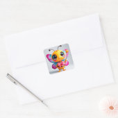 Aardige Cartoon Bij Fee Karakter Vierkante Sticker (Envelop)