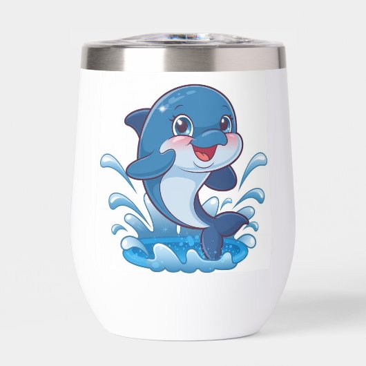 "Aardige Cartoon Dolfijn Spat in Vreugde" (Voorkant)