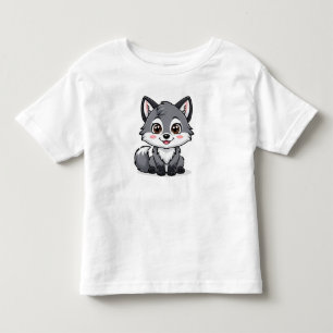 Aardige Cartoon Grijze Wolf Karakter Kinder Shirts