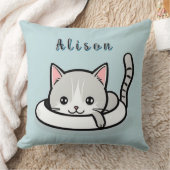 Aardige Cartoon Kat Speelt Rustend Kussen (Deken)