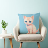 Aardige Cartoon Kitten Met Blauwe Ogen Kussen (Stoel)