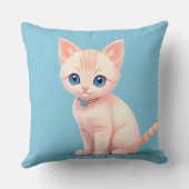 Aardige Cartoon Kitten Met Blauwe Ogen Kussen (Achterkant)
