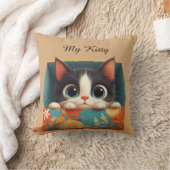 Aardige Cartoon Kitten Met Grote Ogen Kussen (Deken)