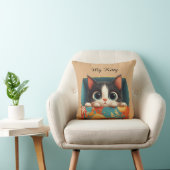 Aardige Cartoon Kitten Met Grote Ogen Kussen (Stoel)