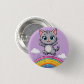 Aardige Cartoon Kitten Springt Vrolijk Ronde Button 3,2 Cm (Voorkant /achterkant)