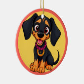 Aardige Cartoon Puppy Keramisch Ornament (Rechts)