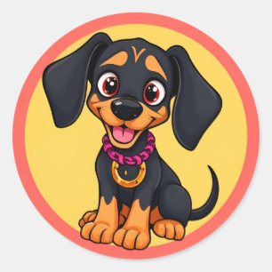 Aardige Cartoon Puppy Ronde Sticker