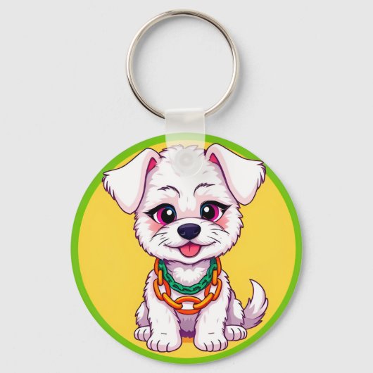 Aardige Cartoon Puppy Sleutelhanger (Voorkant)