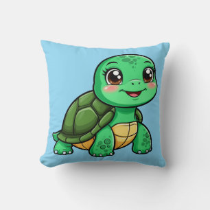 Aardige Cartoon Schildpad Glimlacht Vrolijk Kussen