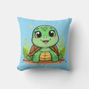 Aardige Cartoon Schildpad met een Stralende Glimla Kussen