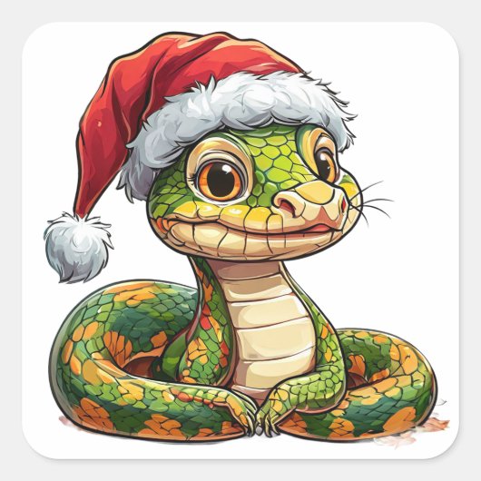Aardige Cartoon Slang Vierkante Sticker (Voorkant)