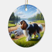 Aardige Cavalier King Charles Spaniel Aandenken Keramisch Ornament (Links)