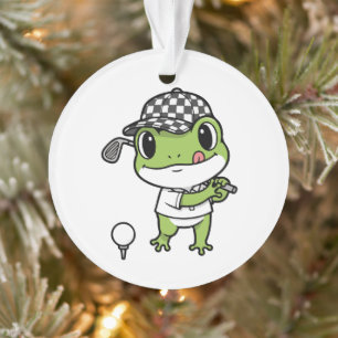 Aardige Charme Schattige Kikker Golfen Speelse Fun Ornament