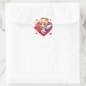 Aardige Cherub Cupid's Romantische Doelwit Vierkante Sticker (Tas)