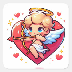 Aardige Cherub Cupid's Romantische Doelwit Vierkante Sticker
