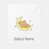 Aardige Chibi Babybeer Slaapt op Maan Aangepaste V Fleece Deken (Voorkant)