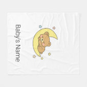 Aardige Chibi Babybeer Slaapt op Maan Aangepaste V Fleece Deken (Voorkant (Horizontaal))