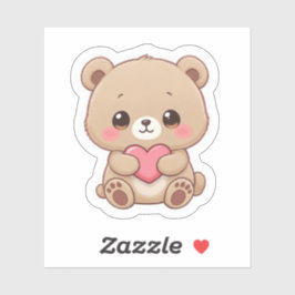 Aardige Chibi Beer met Hart Sticker