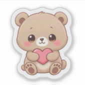 Aardige Chibi Beer met Hart Sticker (Voorkant)