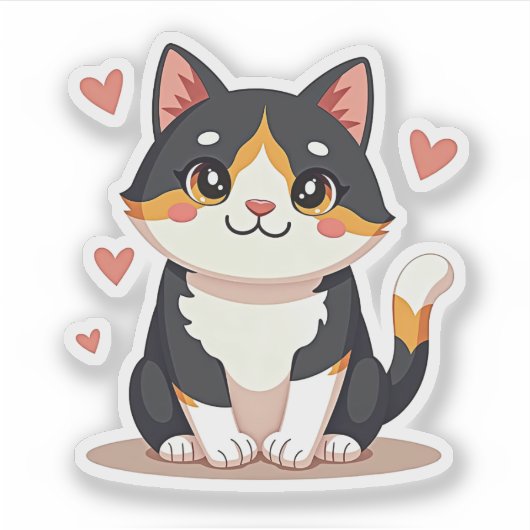 Aardige Chibi Schilpad Kat Planner Sticker (Voorkant)
