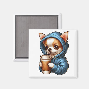 Aardige Chihuahua die koffie drinkt uit een kop Magneet