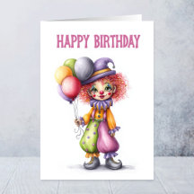 Aardige clown met ballonnen verjaardag
