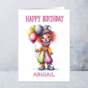 Aardige clown met ballonnen verjaardag kaart