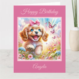 Aardige Cocker Spaniel Puppy met Vlinders Kaart