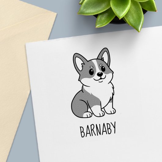 Aardige Corgi-hond Aangepaste naam Zelfinktende Stempel