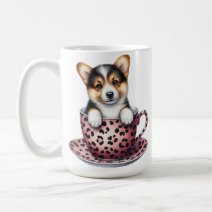 AARDIGE CORGI-HOND IN VALENTIJNS THEEKOPJE KOFFIEMOK