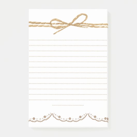 Aardige cute bruine jurk witte mooie kant post-it® notes (Voorkant)
