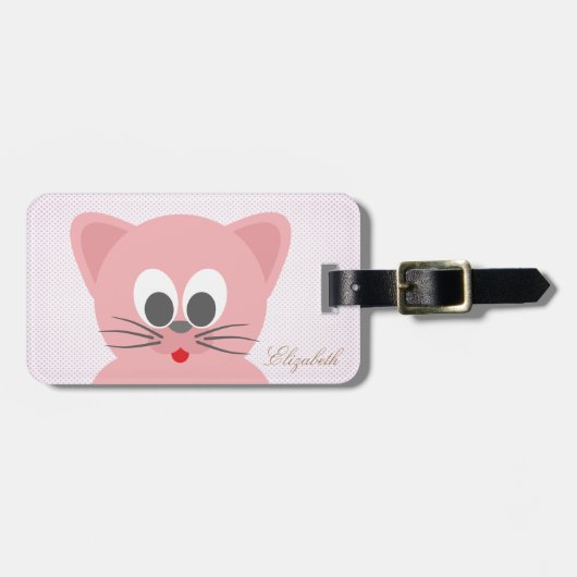Aardige Cute Kat, Stippen -Persoonlijk Bagagelabel (Voorkant horizontaal)