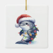 Aardige Cute Kerst Dolfijn Keramisch Ornament (Achterkant)