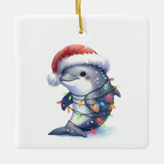 Aardige Cute Kerst Dolfijn Keramisch Ornament (Voorkant)