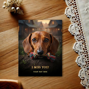 Aardige Dachshund Ik Mis Je Postkaart
