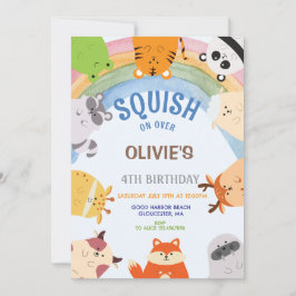Aardige dieren Squish Boy Verjaardagsuitnodiging Kaart