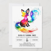 Aardige digitale vos uit het bos - meisje verjaard kaart (Voorkant)