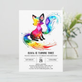 Aardige digitale vos uit het bos - meisje verjaard kaart (Staand voorkant)