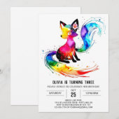 Aardige digitale vos uit het bos - meisje verjaard kaart (Voorkant / Achterkant)