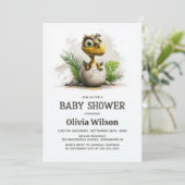 Aardige dinosaurus baby shower uitnodiging (Staand voorkant)