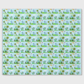 Aardige Dinosaurus Golf Kinderen Patroon Cadeaupapier (Vlak)