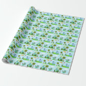 Aardige Dinosaurus Golf Kinderen Patroon Cadeaupapier (Uitgerold)