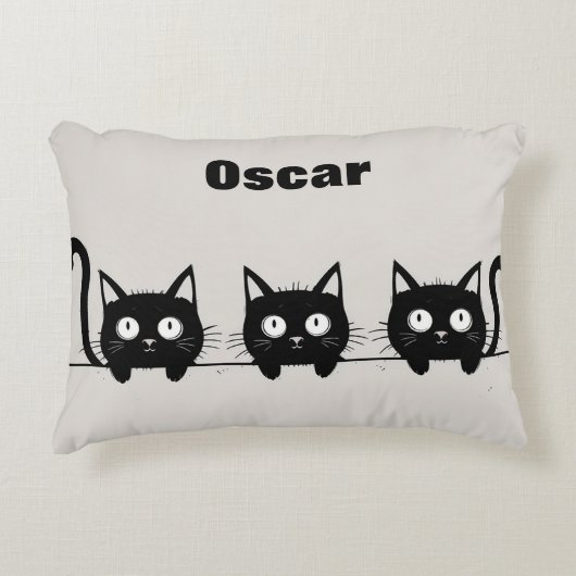 Aardige drieling zwarte katten accent kussen (Voorkant)
