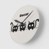 Aardige drieling zwarte katten ronde klok (Hoek)