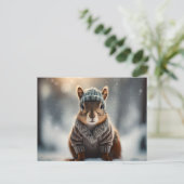 Aardige eekhoorn aangekleed voor de winter ansicht briefkaart (Staand voorkant)