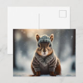 Aardige eekhoorn aangekleed voor de winter ansicht briefkaart (Voorkant / Achterkant)