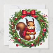 Aardige eekhoorn in Kerstkrans Feestdagenkaart (Voorkant)