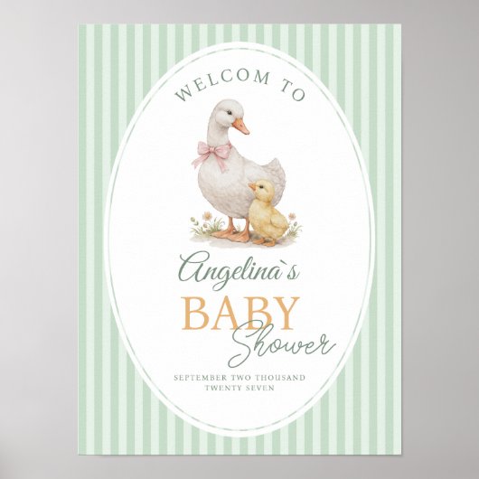 Aardige Eend en Eendje Baby Shower Poster (Voorkant)